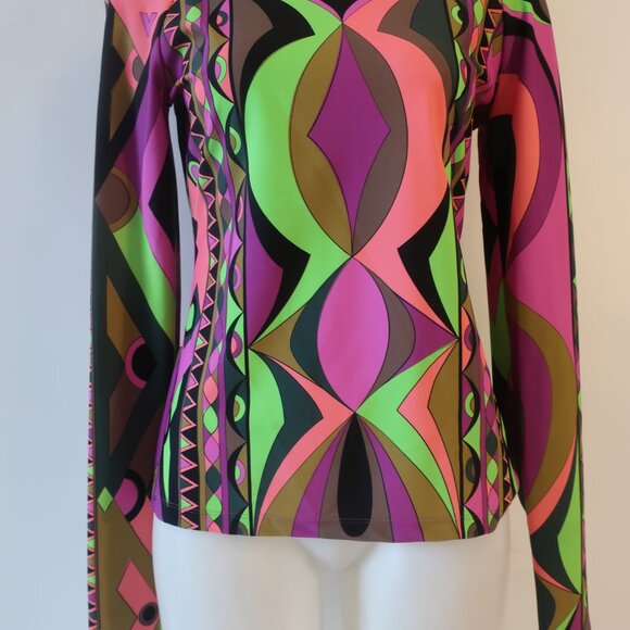 Womens Emilio Pucci Multicolor Print Top XL - Picture 4 of 8